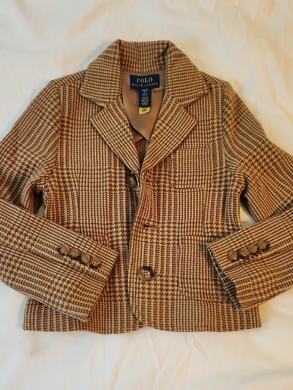 Polo by Ralph Lauren Brown Houndstooth Kids Blazer